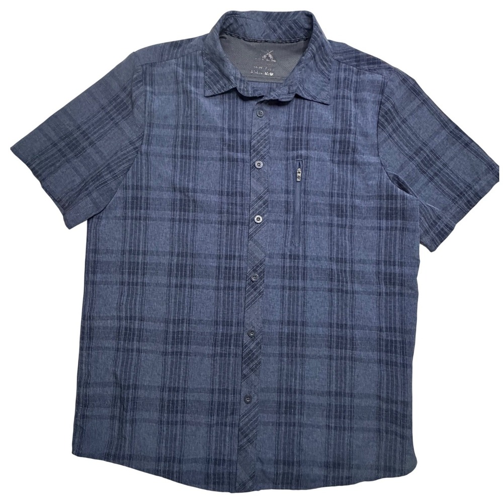 ZeroXposur Mens Blue Plaid Short Sleeve Button Down Hiking Shirt Size Medium